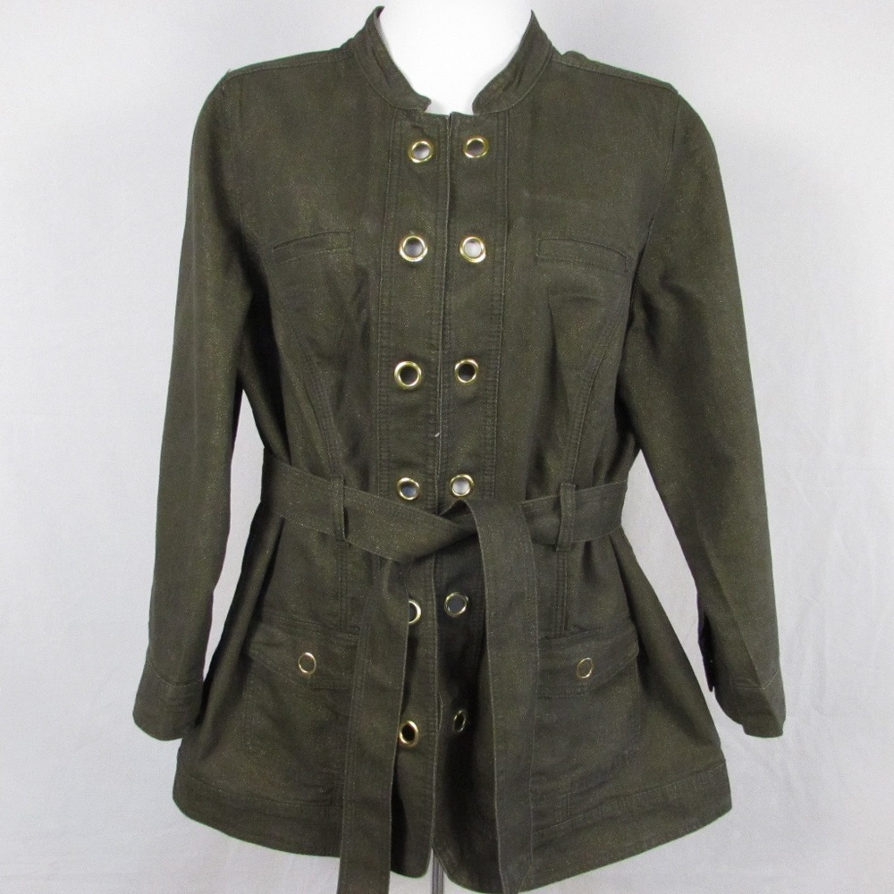 Catherines Denim Jacket Shoulder Pads Gold Sheen